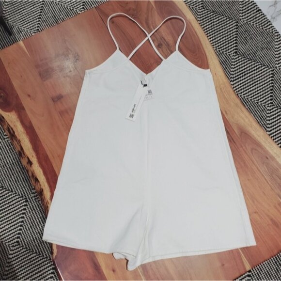 ZARA White Overall Berit Summer Romper- Large - Picture 2 of 16